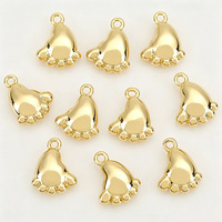 Pendentif en cuivre poli massif en forme de petit pied, personnalisé, tendance et mignon, pour la création artisanale