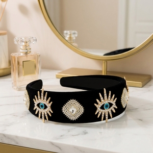 Serre-têtes de luxe vintage faits à la main, écologiques, en cristal, avec strass de qualité supérieure, style turc Nazar Boncuk haut de gamme - Product Image 2