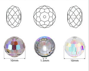10mm 96 cuentas de bolas cortadas Aurora AB cuentas de cristal lote a granel 50 unids/bolsa accesorios de joyería DIY - Product Image 5