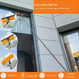 Raclette de nettoyage de vitres 2-en-1 en acier inoxydable durable de 4 mètres, outil de nettoyage de verre spécial double face extensible - Product Image 2