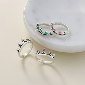 Nuovo Arrivo: <span class=keywords><strong>Anello</strong></span> <span class=keywords><strong>Tiara</strong></span> in Argento Sterling S925 <span class=keywords><strong>con</strong></span> Zirconia Cubica, Gioielli all'Ingrosso - Product Image 2