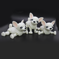 Figuras de Chihuahua blancas impresas en 3D con borde cruzado, modelo de actividad conjunta de animales creativos, adornos para regalos, animales de dinosaurios