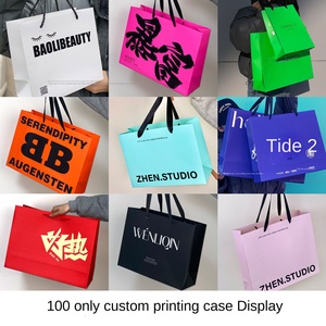 Bolsa de Papel Roja de Moda Personalizada de Alta Gama, Bolsa de Mano para Tienda de Ropa Little Red Book Burst, Impresión Digital para Comprar Calcetines y Zapatos - Product Image 1