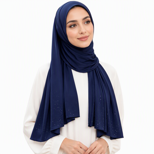 Pañuelo Hijab con Pedrería, Chal de Poliéster Sedoso y Ligero para Uso Diario - Product Image 1
