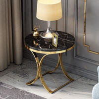 Table d'appoint moderne de luxe minimaliste en métal avec plateau rond, écologique et durable, pour salon, table d'appoint pour canapé