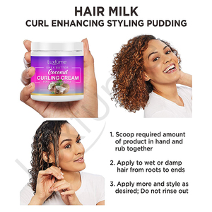 Crema rizadora para mantener el cabello <span class=keywords><strong>Afro</strong></span>, <span class=keywords><strong>rizos</strong></span> de <span class=keywords><strong>coco</strong></span> hidratantes, crema rizadora de estilismo, etiqueta privada personalizada - Product Image 5