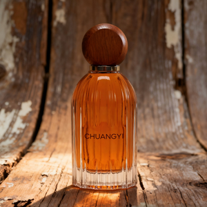 Bán Buôn Rỗng Tùy Chỉnh Sang Trọng Dọc Sọc Vòng Rõ Ràng 100Ml Nước Hoa Phun Chai Nắp Bằng Gỗ Với Hộp Nước Hoa Chai Thủy Tinh - Product Image 1