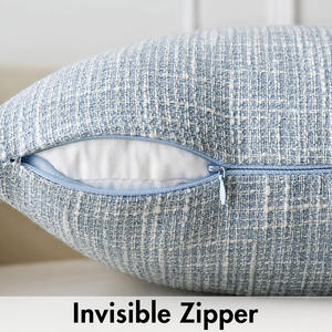 Fundas de Almohada Decorativas de Lino y Arpillera para Primavera, Color Azul Claro, Estilo Rústico, Modernas, Suaves, para Sofá - Product Image 2