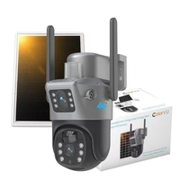 Kamera CCTV Luar Ruangan Tenaga Surya HONGXIN V380 Pro 6MP 360 Nirkabel Pelacakan Otomatis Penglihatan Malam Berwarna CMOS H.265 Kartu Memori
