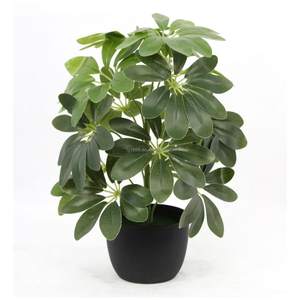 Planta en maceta pequeña Tropical realista, follaje de plástico Artificial variegado, Schefflera <span class=keywords><strong>Arboricola</strong></span> - Product Image 2