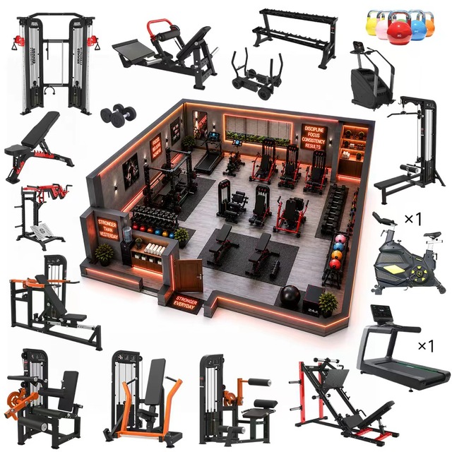 200sqm Fitness Center One-Stop Solution Full Set Commercial Strength Training Machines and Aerobic Workout Equipment From China