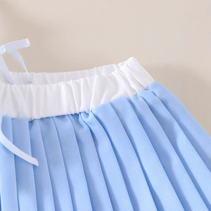 Ensemble 2 pièces d'été pour bébé fille, style européen et américain, avec haut à revers et jupe plissée, pour nourrissons et tout-petits - Product Image 4