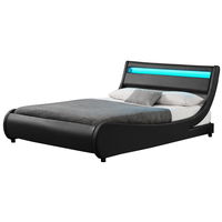 Lit Plateforme Capitonnée de Luxe Moderne Grande Taille Courbe en Faux Cuir, avec Lumière LED, Vente Flash Usine Personnalisée