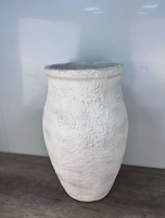 Offres de vente directe d'usine : Pots de fleurs en argile de magnésium texturée vintage haut de gamme, de grand diamètre et en forme de réservoir, pour le salon