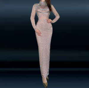 <span class=keywords><strong>Vestido</strong></span> de Satén Sexy con Abertura y <span class=keywords><strong>Lentejuelas</strong></span> de Diamantes para Mujer, Talla Grande, Ropa de Primavera 2022, Estilo Bodycon, Atuendo Musical para Mujer - Product Image 1