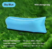 Canapé gonflable rapide en polyester T190, chaise longue portable pour camping et plage avec sac de rangement pour festivals et pique-niques
