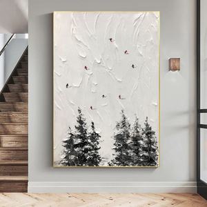 Peinture à l'huile abstraite artisanale, peinte à la main, encadrée, art mural pour la décoration d'appartements et d'hôtels contemporains - Product Image 4