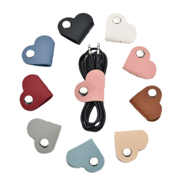 Mixed Color Heart Shape Cable Organizer, Earphone Cable Winder, Data Cable Storage, Tangled Wire Storage for Holiday Travel