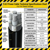 Câble d'alimentation YJLV en aluminium XLPE, cuivre léger, gaine PVC 0,6/1 kV pour la transmission et la distribution d'énergie sur longue distance