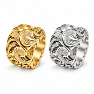 Bague de mariage unisexe en zircon serti à griffes, motif végétal, classique, élégante, tendance - Product Image 1