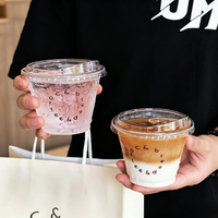 Gobelets jetables personnalisés avec logo, 4/6/8 oz, pour boissons froides, smoothies, thé au lait, bubble tea, avec couvercles, gobelets en plastique transparent pour café