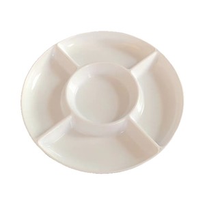 Milky White Plastic <b>Divider</b> Plate Five Compartment Snack Tray Microwave Safe Solid Color - Product Image 3