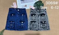 Jupe en jean taille haute pour petites filles, style coréen, avec strass et poches cargo, 5,45 $ ZT003, pour les 2-5 ans