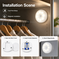 Veilleuse ronde moderne rechargeable à détecteur de mouvement, LED RGB tricolore à intensité variable, alimentée par batterie pour chambre, armoire, escalier