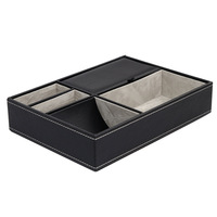 Plateau de rangement multifonctionnel en cuir PU, organisateur de table de chevet et de bureau, vente chaude
