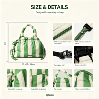 Organisateur de poussette en nylon recyclé de qualité supérieure avec porte-bouteille isotherme, bandoulière convertible, personnalisable OEM