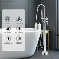Robinet de baignoire en cuivre, mitigeur d'eau adapté aux salles de bain d'hôtel, ensemble de douche sur pied à 2 fonctions