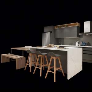 Armoires de cuisine modulaires européennes de luxe en gros, écologiques, durables, en acier inoxydable, avec panneau en mélamine, complètes - Product Image 5