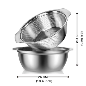 Premium 304 Stainless Steel Eco-Friendly Durable Rice Rinsing <b>Strainer</b> with Mixing Bowl Microporous Kitchen Colander - Product Image 2