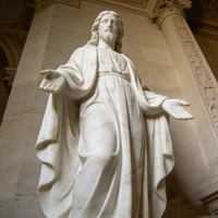 Statue de Jésus en marbre blanc religieuse chrétienne sculptée à la main en pierre naturelle de taille réelle, décoration d'église personnalisée en usine