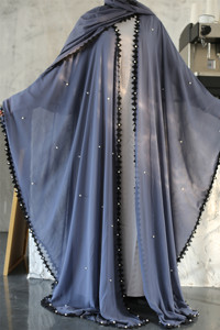 1653# New <strong>Model</strong> Simple <strong>Abaya</strong> Designs Pearl Islamic Clothing Chiffon Fabric Butterfly Sleeve Muslim <strong>Abaya</strong> - Product Image 4