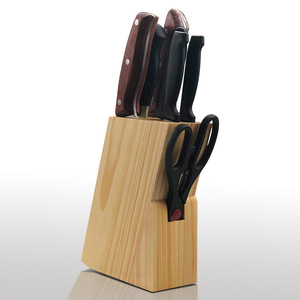 Bloc à couteaux en bois de pin YL008 avec porte-ciseaux et ensemble de rangement pour ustensiles de cuisine - Product Image 1