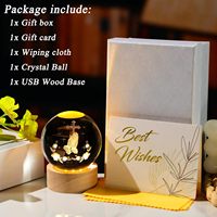 Bola Doa Kristen Kristal 3D Buatan Tangan dengan Alas Kayu LED, Desain Salib Kaca, Hadiah Unisex, Dekorasi Rumah, Lampu Malam