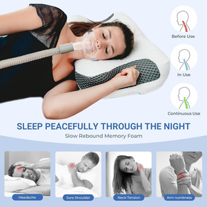 Oreiller CPAP pour dormir, soutien ergonomique du cou à hauteur réglable, oreiller en mousse à mémoire de forme pour les utilisateurs de CPAP souffrant d'apnée du sommeil - Product Image 4