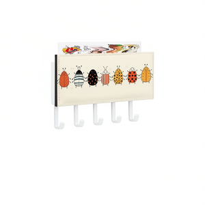 Porte-clés mural au design mignon en forme de insecte, organisateur de rangement multifonction rectangulaire pour la maison et la chambre des enfants - Product Image 1