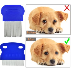 Paquete de 4 Peines para Pulgas de Acero Inoxidable, Doble Cara, Dientes Redondeados, para Pulgas, Piojos, Huevos, Desenredante, Eliminador de Manchas de Lágrimas para Todas las Mascotas - Product Image 5