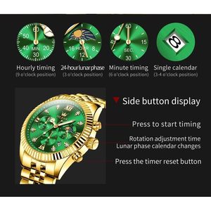 Reloj de Vestir de Lujo para Hombre OLEVS, Reloj de Cuarzo con Fase Lunar, Acero Inoxidable, Resistente al Agua, Luminoso, Calendario Empresarial, Cronógrafo - Product Image 4