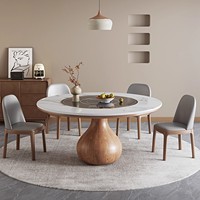 Table à manger intégrée ronde et carrée, minimaliste, multifonctionnelle, haut de gamme, en bois massif et en dalle de pierre, adaptée à la maison, à l'hôtel