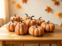 Ensemble de décorations rustiques en résine en forme de citrouille pour l'automne, Halloween, Thanksgiving, ornement de table vintage, citrouille artificielle, décoration d'intérieur