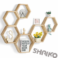Étagères flottantes hexagonales en bois élégantes, étagère murale rustique en nid d'abeille pour le salon et la chambre à coucher
