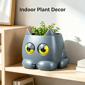 <span class=keywords><strong>Maceta</strong></span> Moderna con Diseño de <span class=keywords><strong>Gatito</strong></span> Enojado Impresa en 3D, con Indicador de Nivel de Agua, Resistente a las Grietas, de PLA, para Suculentas, Decoración de Escritorio - Product Image 1