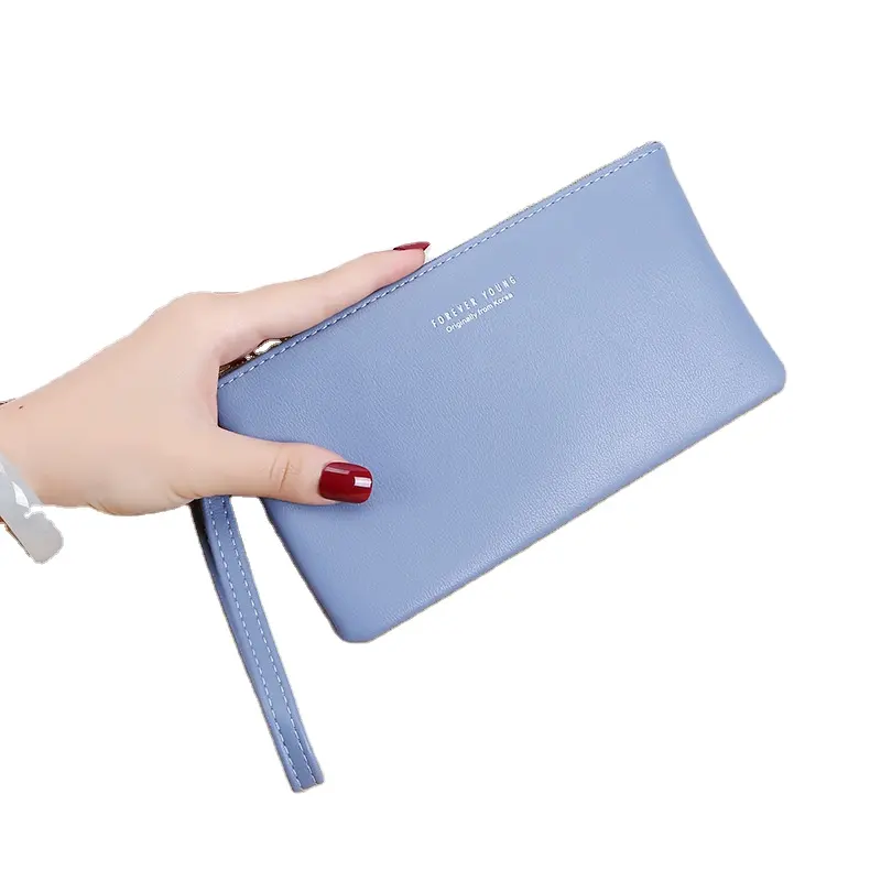 Yeni moda kadın ofis bayan PU deri uzun cüzdan debriyaj fermuar iş cüzdan çanta kart tutucu büyük kapasiteli cüzdan