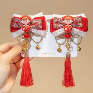 Grand rouge Style <span class=keywords><strong>chinois</strong></span> accessoires de cheveux pour enfants nouvel an célébration arc gland pince à cheveux bijoux vente chaude - Product Image 3