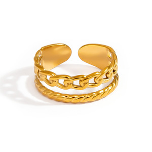 Fashion <b>Rings</b> 18K Gold Plated Stainless Steel Unisex Gift Jewelry JZ21097 - Product Image 5