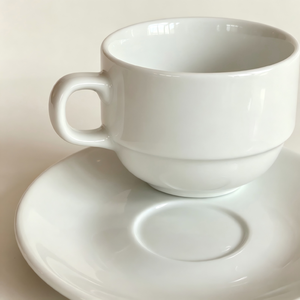 Set di Tazza e Piattino in Ceramica Bianca, Tazza <span class=keywords><strong>da</strong></span> Tè in Porcellana con Piattino e Manico a D per Tè, Caffè, Ristoranti, Hotel, Vendita all'Ingrosso - Product Image 3