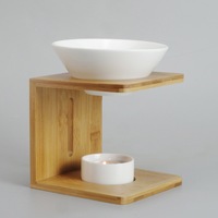 Quemador de aceite esencial de madera de estilo chino con portavelas de bambú, quemador de fusión de cera perfumada, Material de semilla para aromaterapia